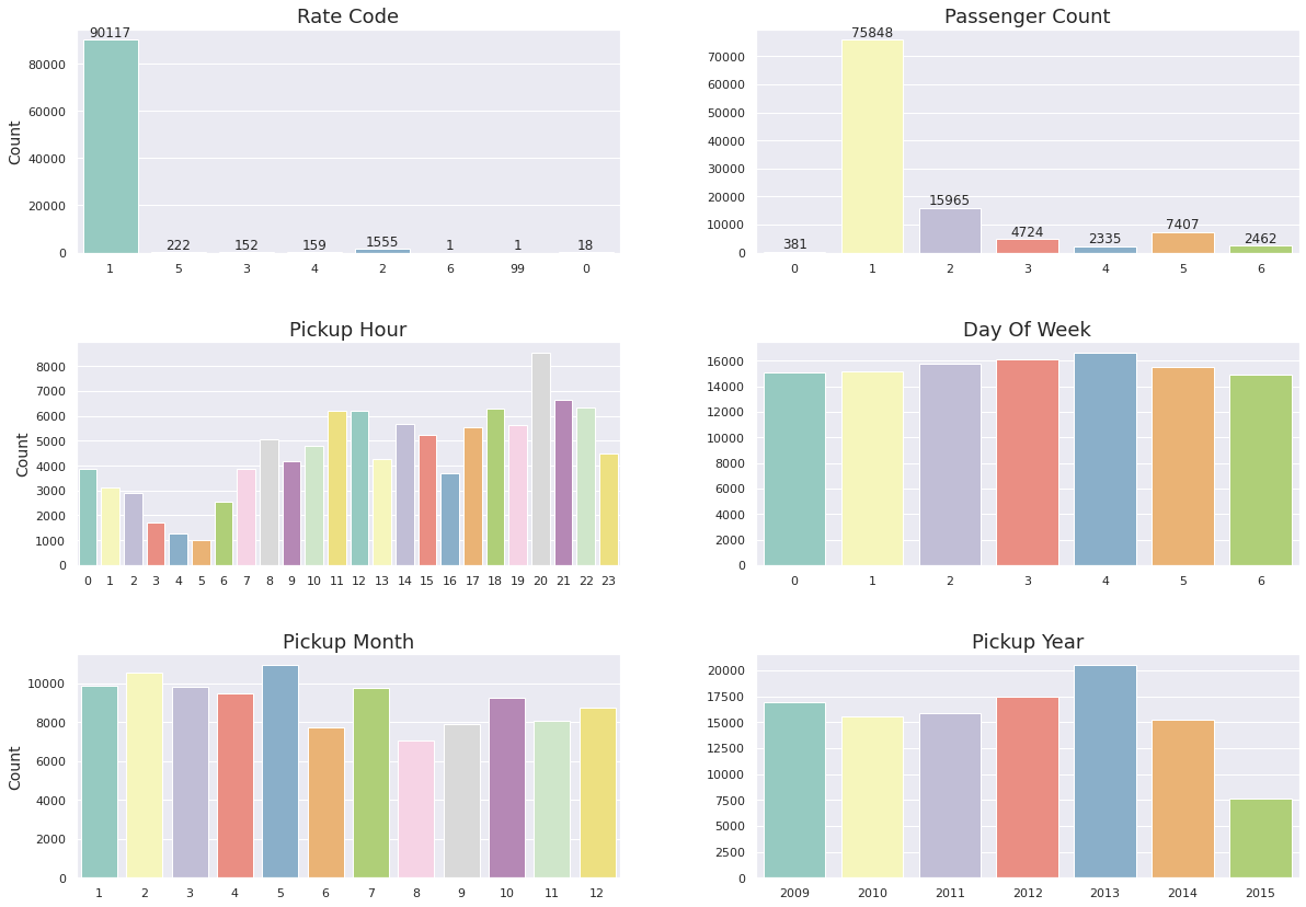 Categorical variables and their respective counts